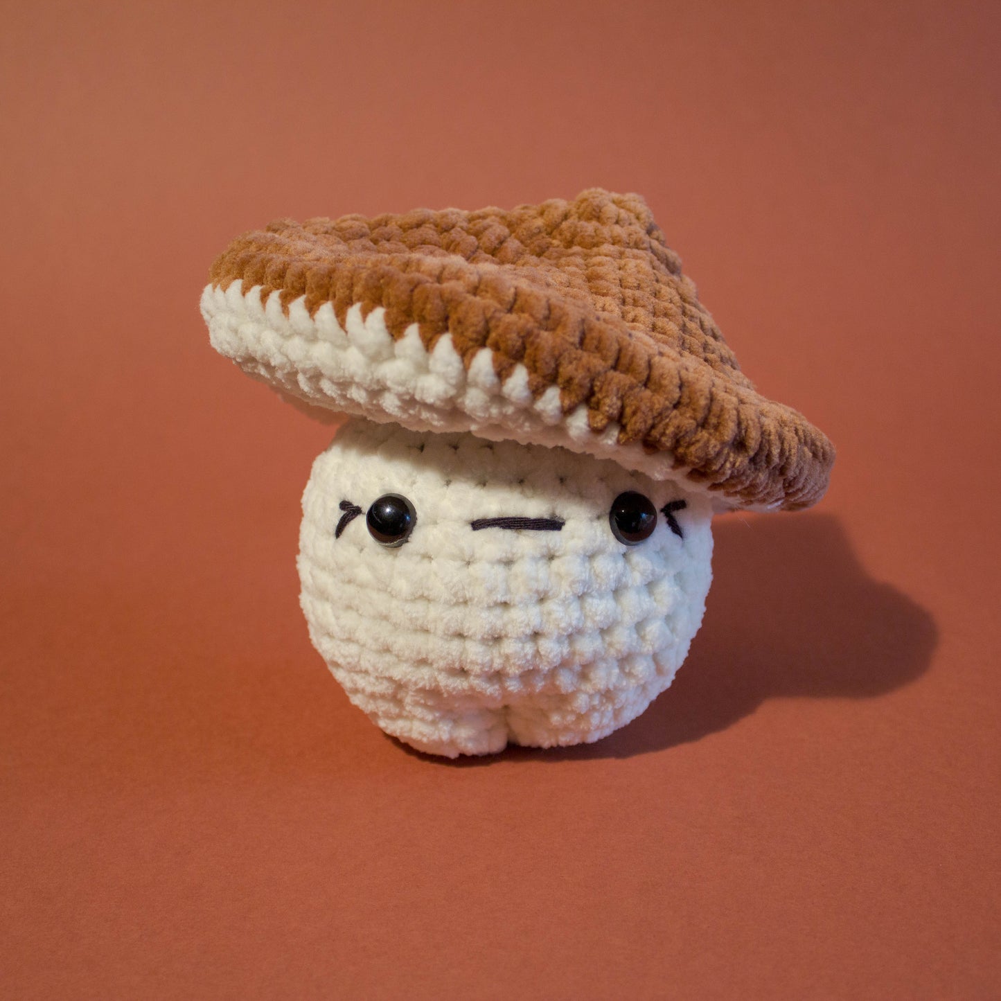 Funky Fungi Cream Mushroom Crochet Plushie - Light Brown Cap