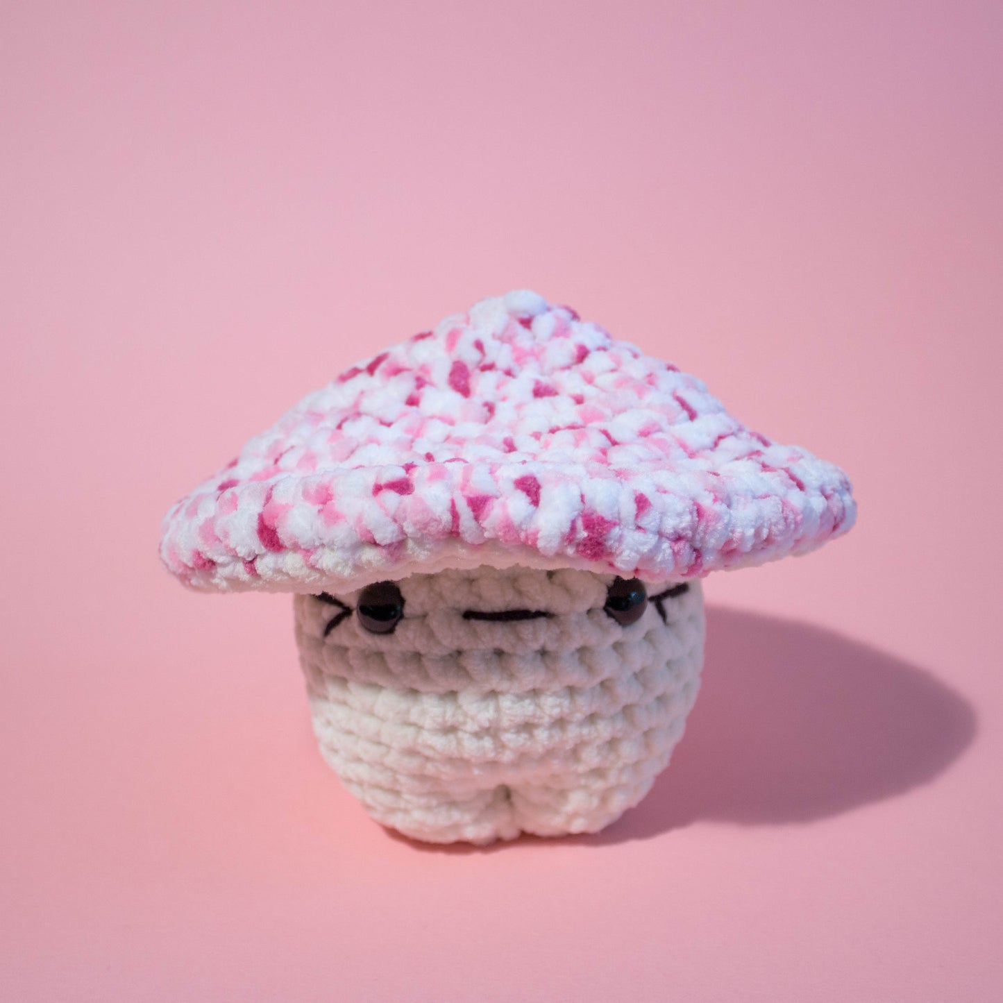 Funky Fungi Cream Mushroom Crochet Plushie - Multicoloured Pink Cap