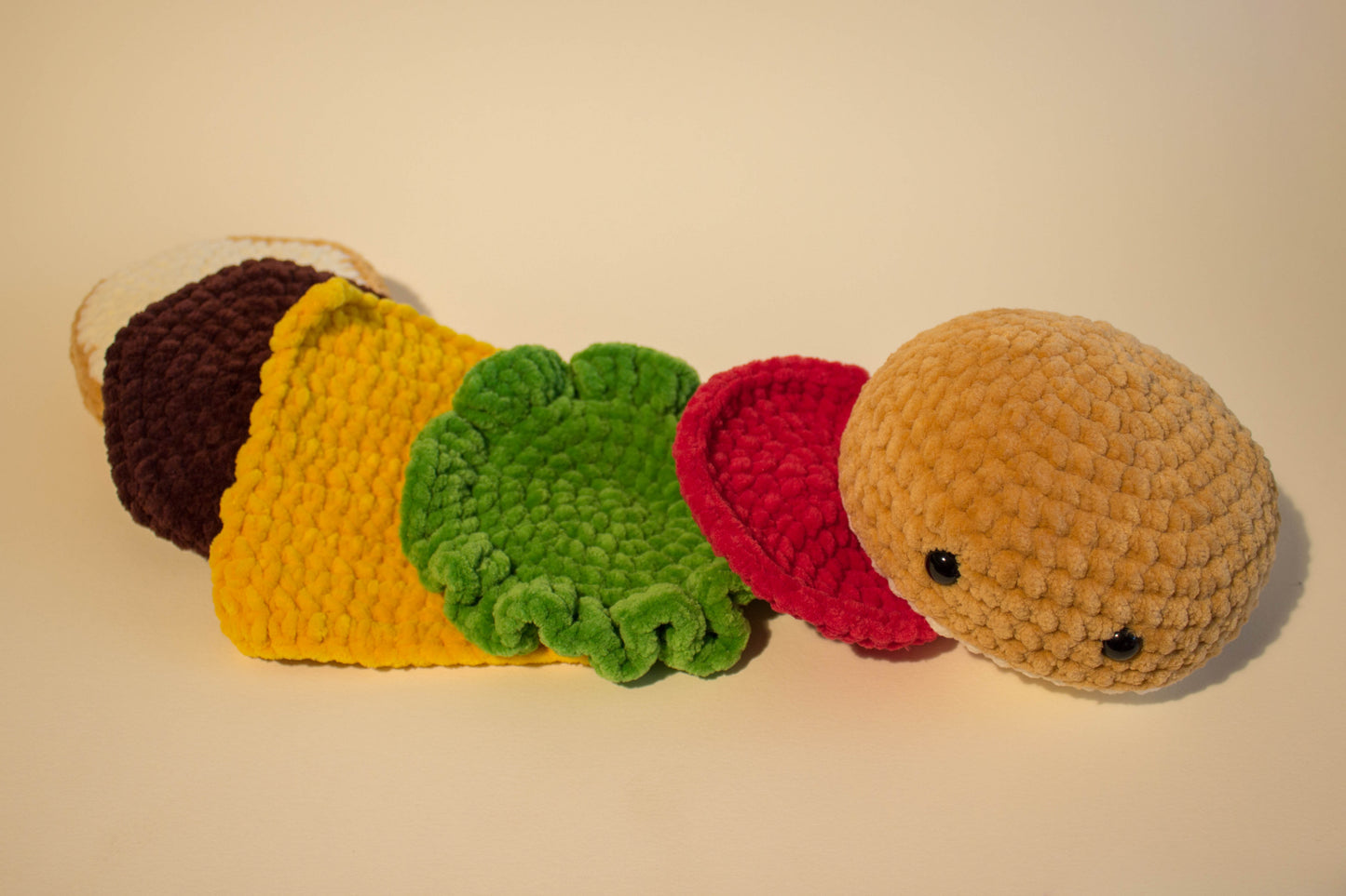 Large Cheeseburger Crochet Plushie - Brown