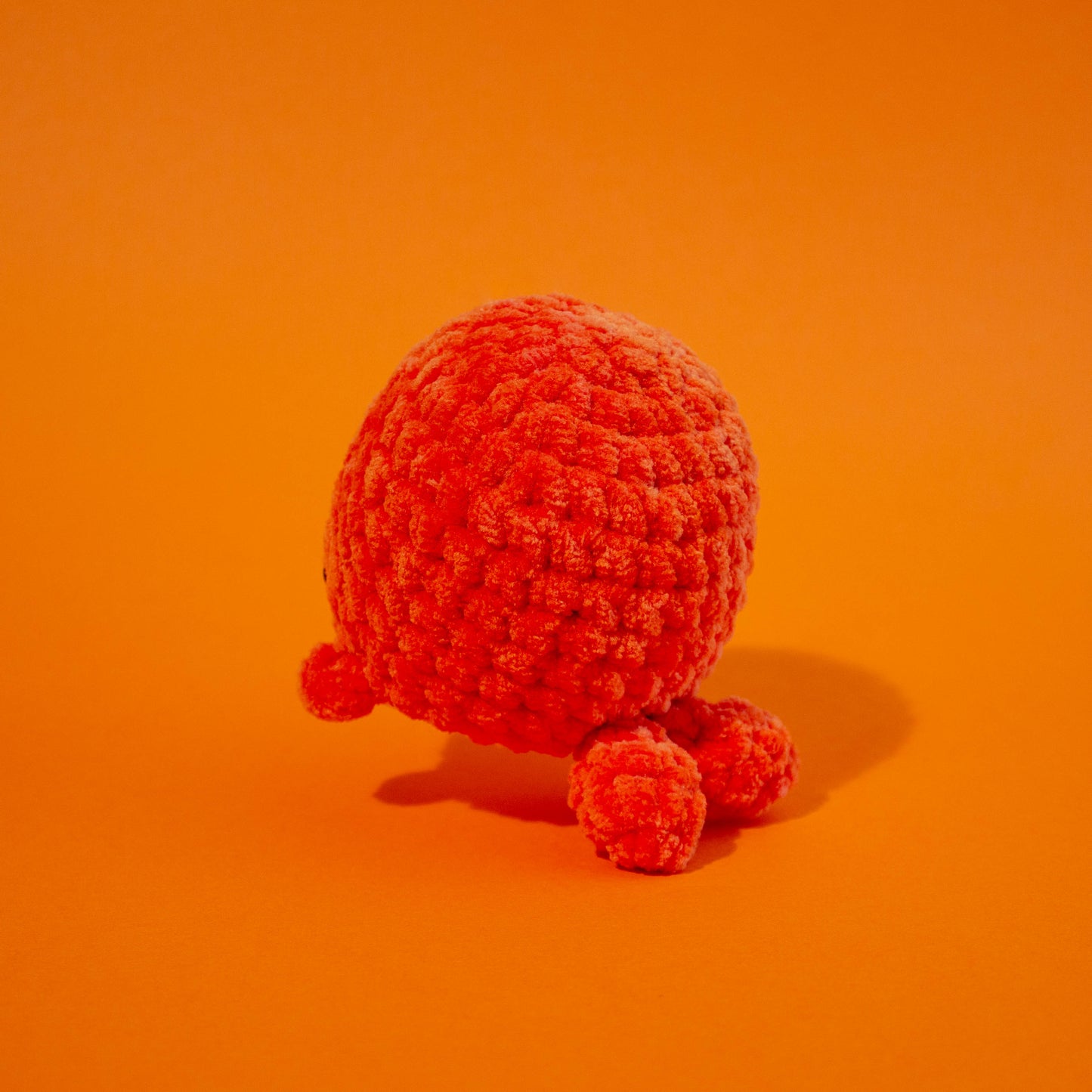 Large Whale Crochet Plushie - Bright Orange