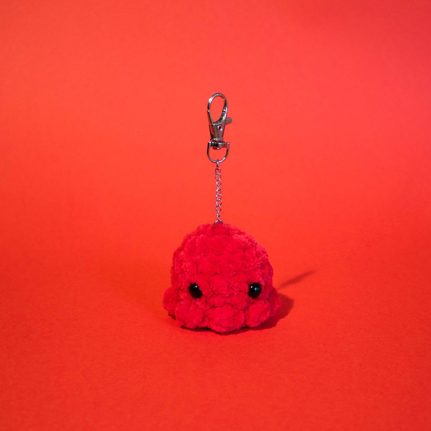 Octopus Crochet Keychain - Bright Red