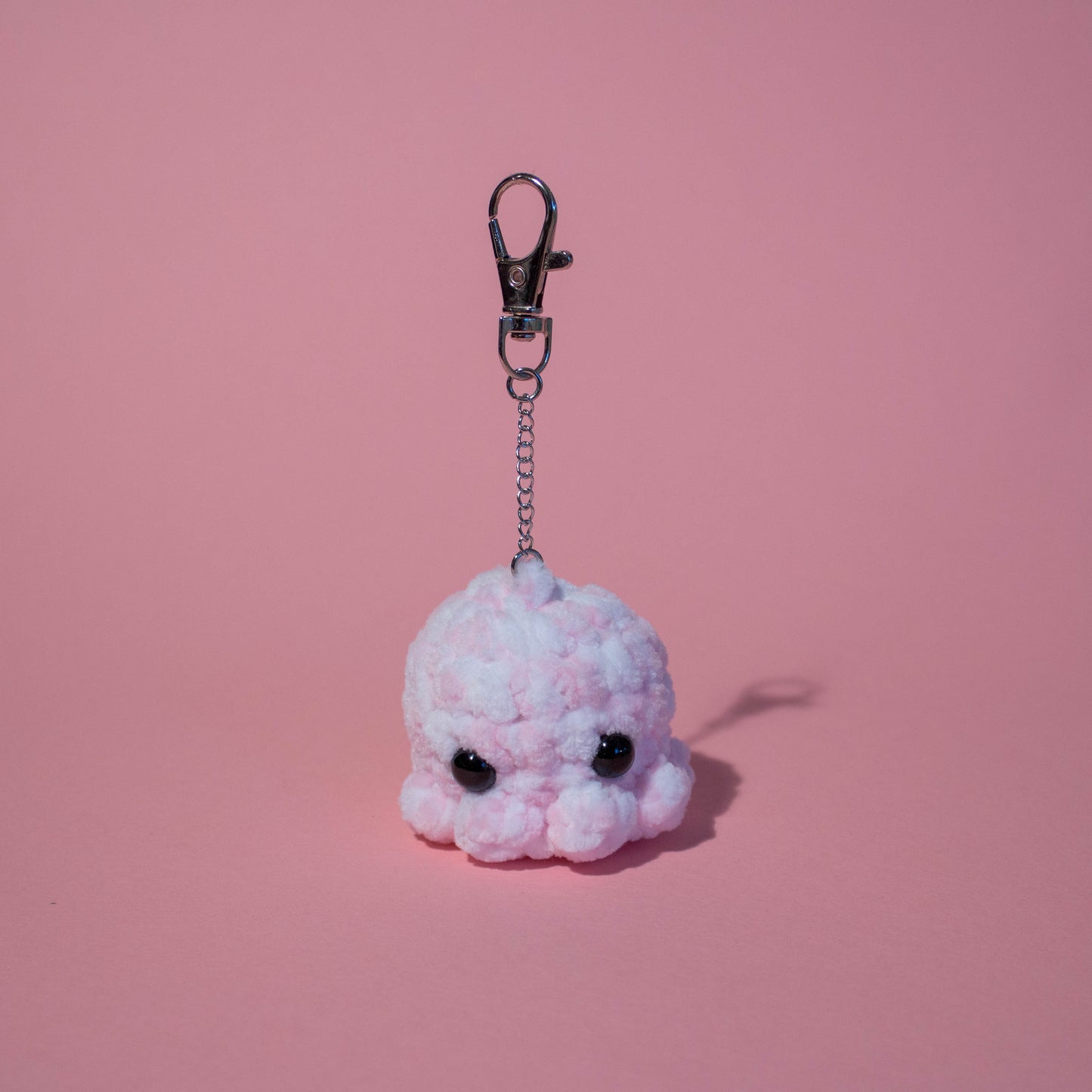 Octopus Crochet Keychain - Multicoloured Pink and White