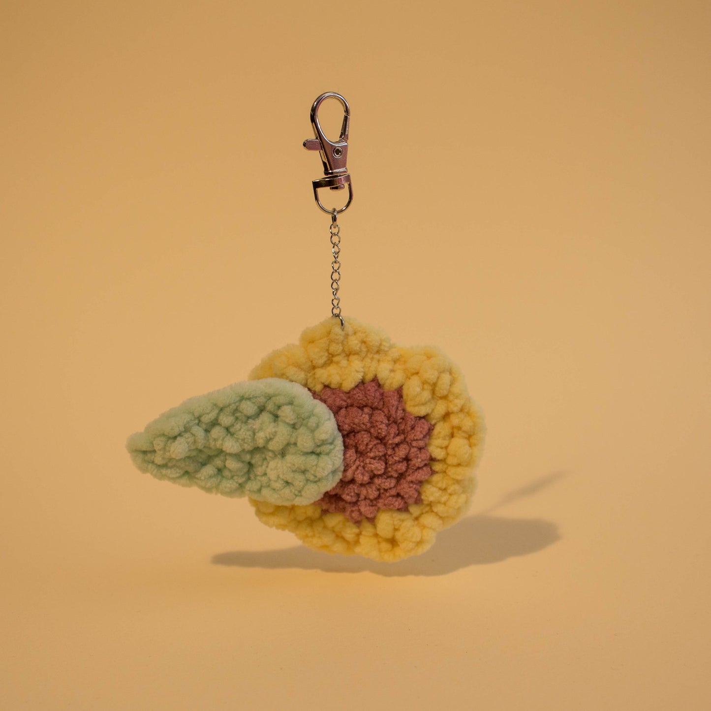 Sunflower Plush Crochet Keychain - Pastel Yellow