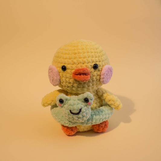 Debbie Duck With Froggie Pool Foat Crochet Plushie