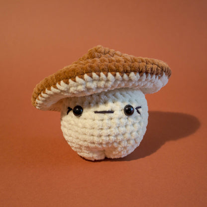 Funky Fungi Cream Mushroom Crochet Plushie - Light Brown Cap