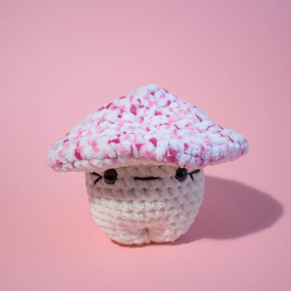 Funky Fungi Cream Mushroom Crochet Plushie - Multicoloured Pink Cap