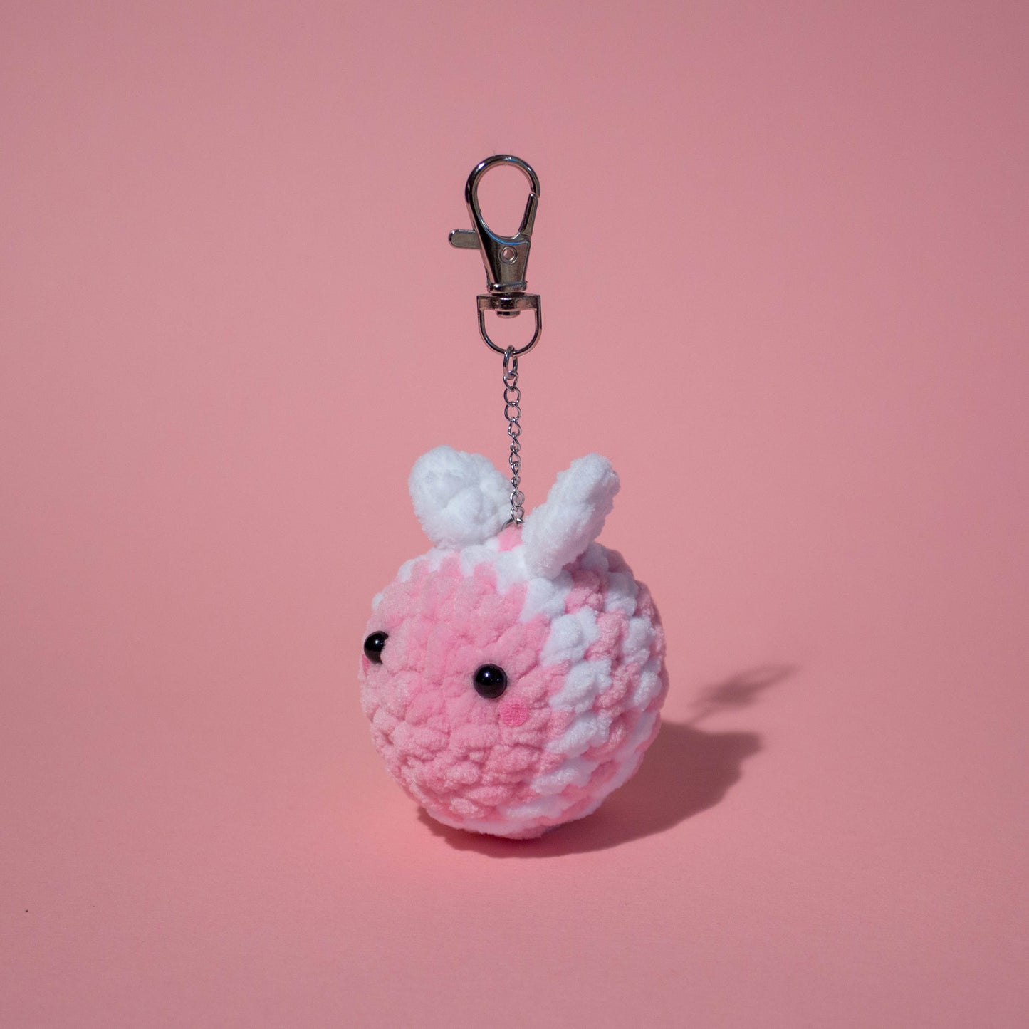 Mini Chub-bee Crochet Keychain - Pink and White