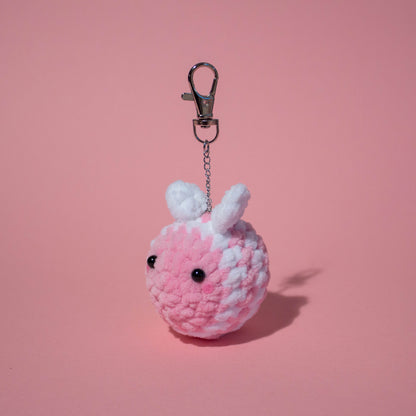 Mini Chub-bee Crochet Keychain - Pink and White
