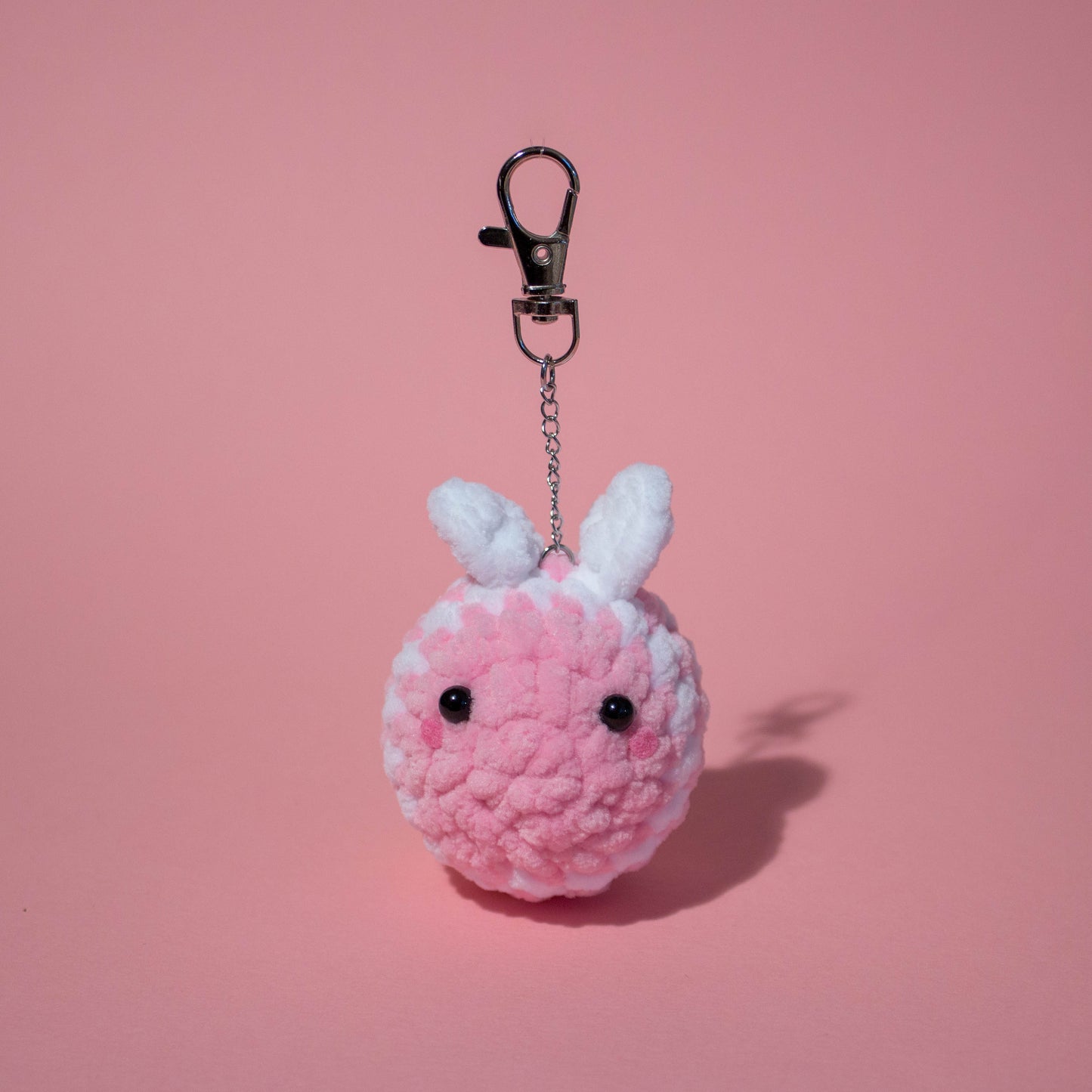 Mini Chub-bee Crochet Keychain - Pink and White