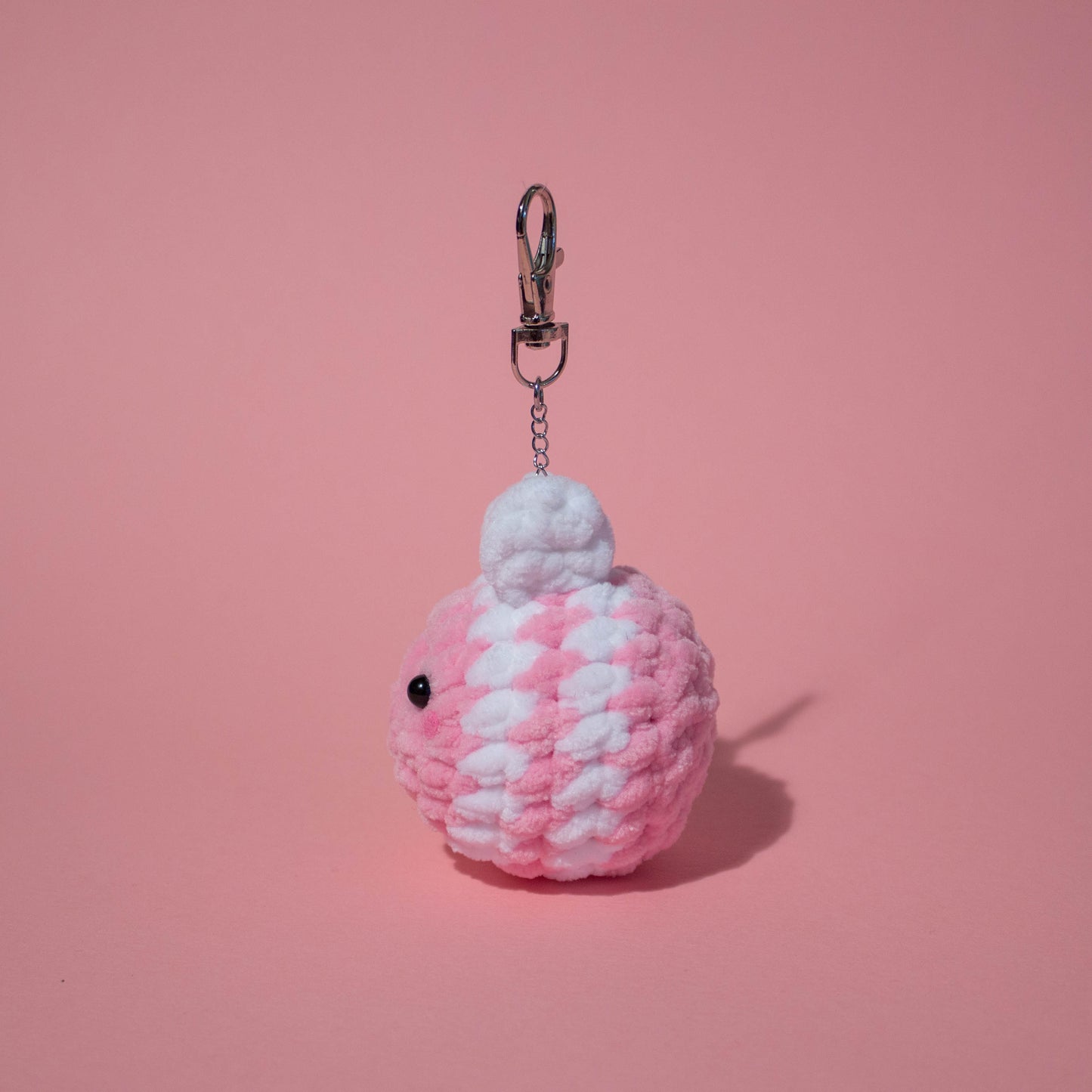Mini Chub-bee Crochet Keychain - Pink and White