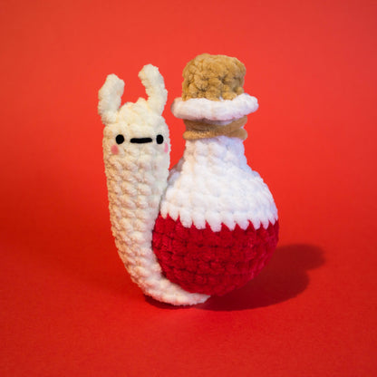 Poshawn The Potion Snail Crochet Plushie - Bright Red