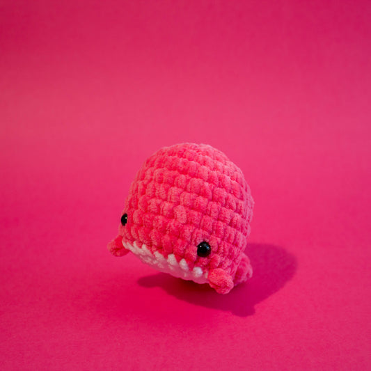 Large Whale Crochet Plushie - Bright Pink