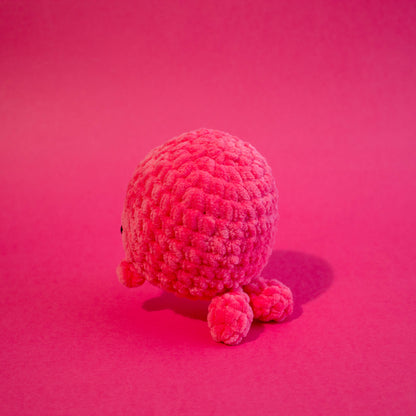 Large Whale Crochet Plushie - Bright Pink