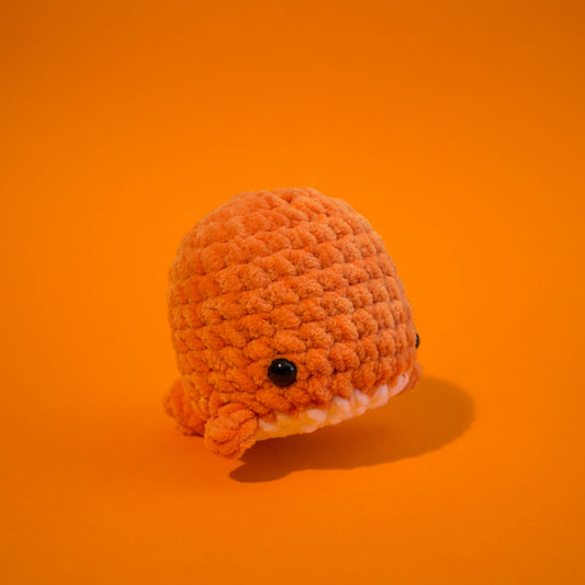 Large Whale Crochet Plushie - Pastel Orange