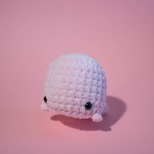 Large Whale Crochet Plushie - Pastel Pink