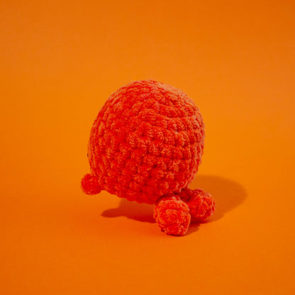 Large Whale Crochet Plushie - Bright Orange