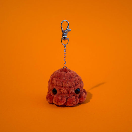 Octopus Crochet Keychain - Burnt Orange