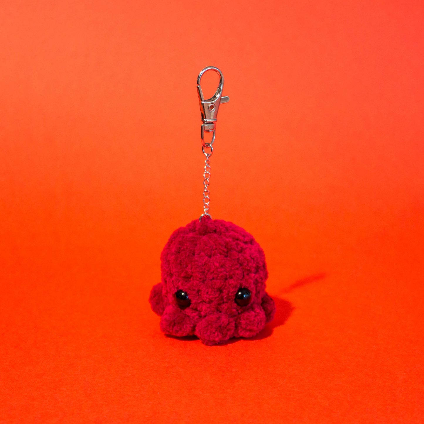 Octopus Crochet Keychain - Deep Maroon Red