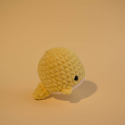 Small Whale Crochet Plushie - Pastel Yellow B