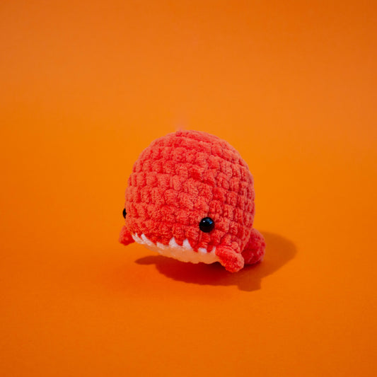 Small Whale Crochet Plushie - Bright Orange