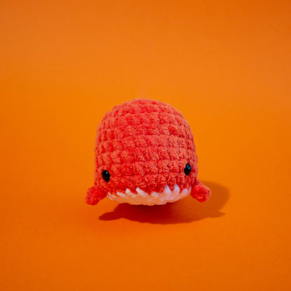 Small Whale Crochet Plushie - Bright Orange