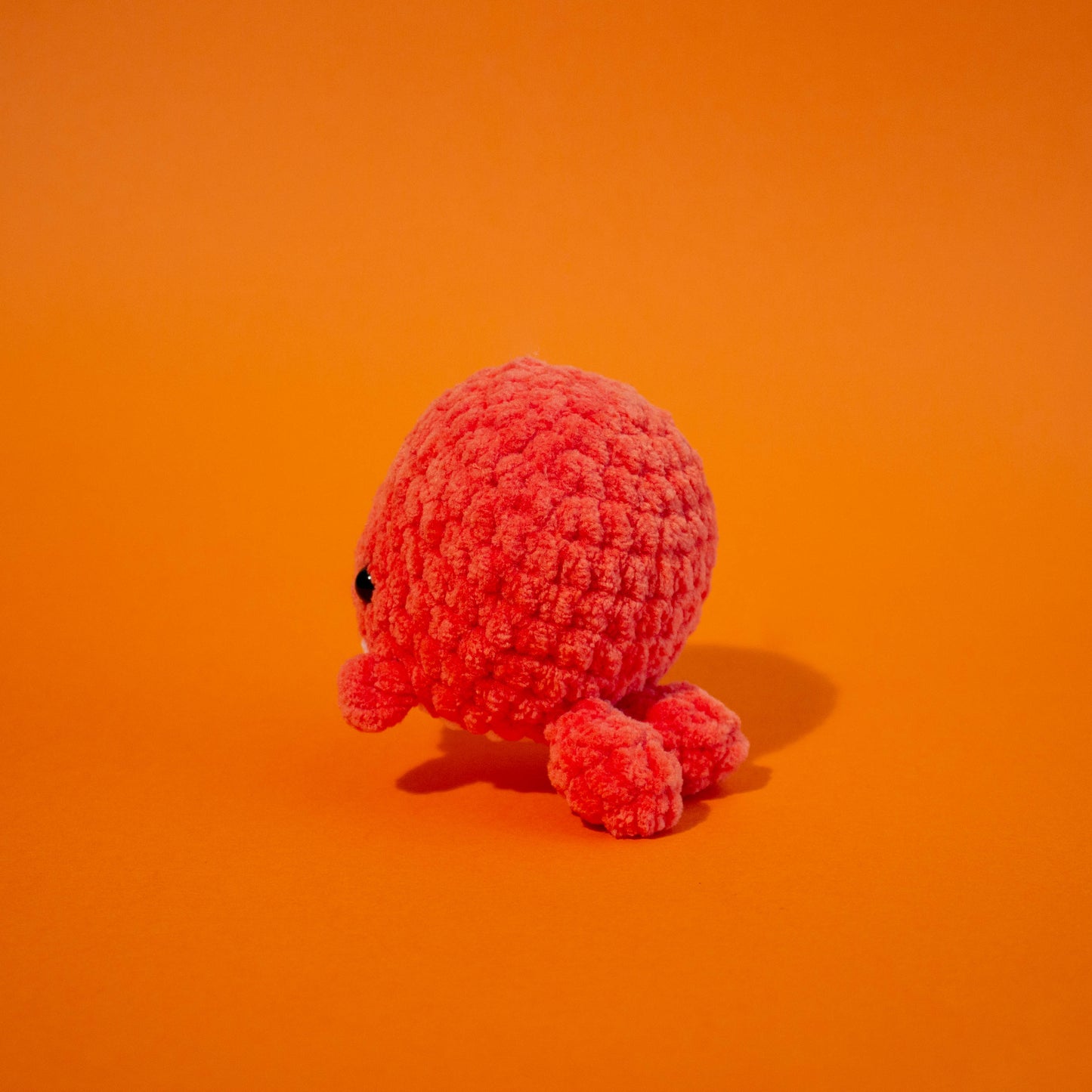 Small Whale Crochet Plushie - Bright Orange