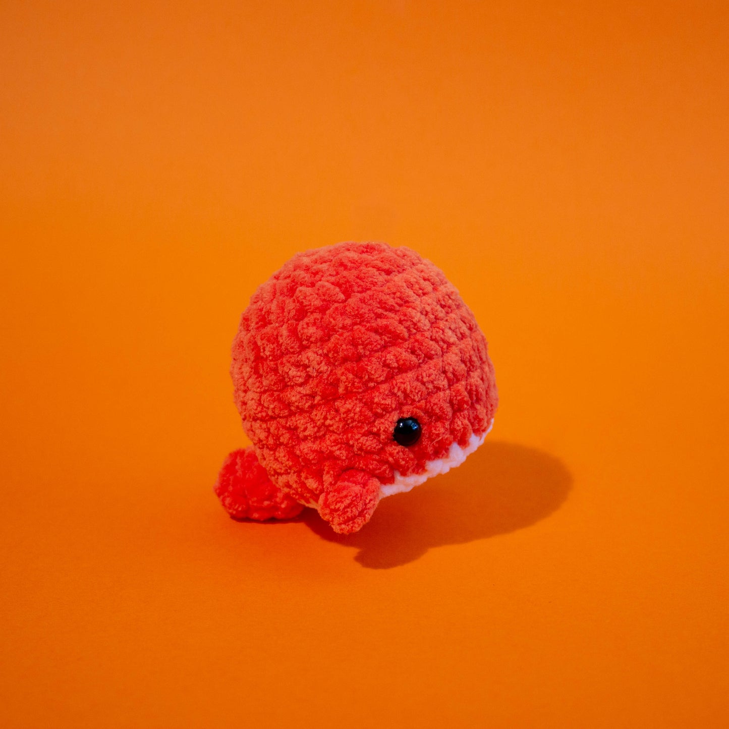 Small Whale Crochet Plushie - Bright Orange