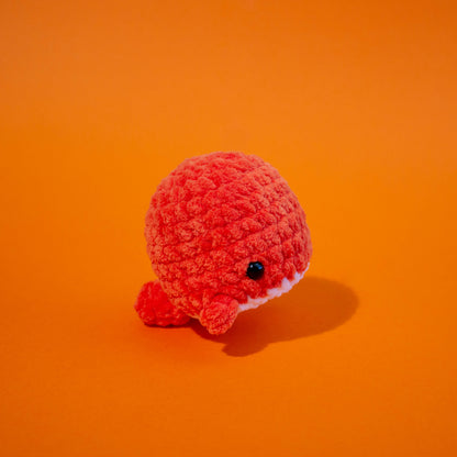 Small Whale Crochet Plushie - Bright Orange